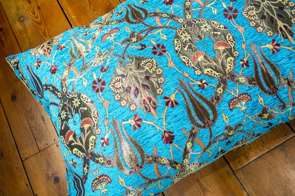 Large Turquoise Ottoman Turkish Tulip Floor Cushion Cover 69x100cm